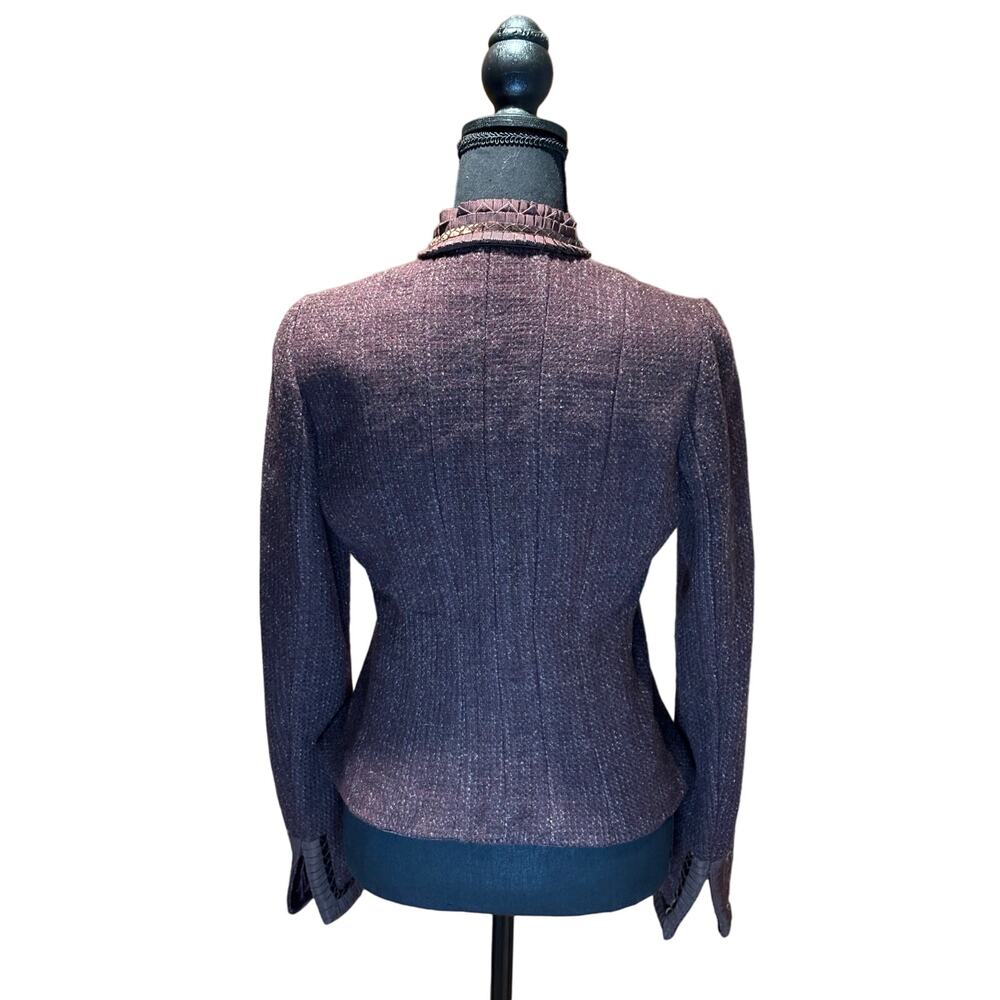 Elie Tahari Reversible Virgin Wool Cashmere Elderberry BRUNA Jacket Sm. - Picture 2 of 8